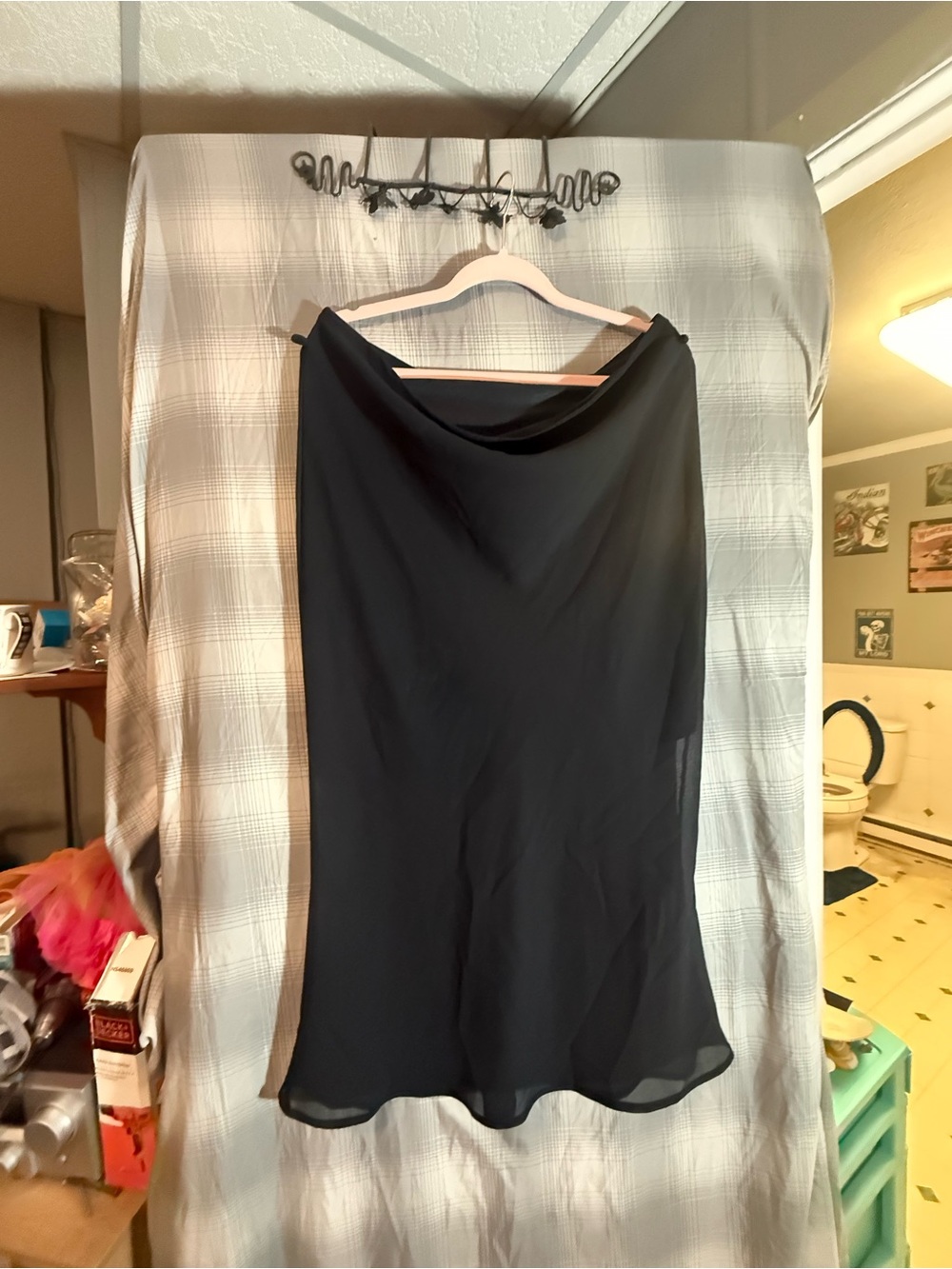 Anna Black Midi Skirt with sheer bottom half